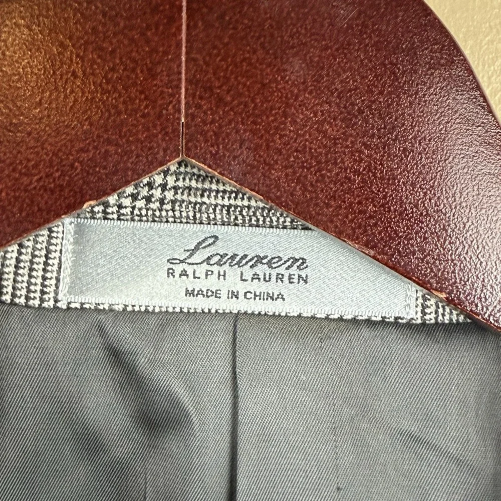 Lauren Ralph Lauren Wool Cashmere Blazer Men's 42R‎ Black Houndstooth Sport Coat